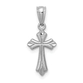 14k White Gold Budded Cross Charm