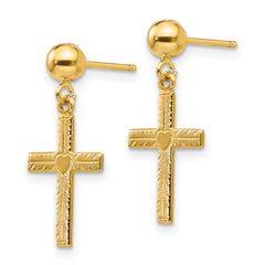 Sophia Jewelers 14K Gold Polished & Satin Cross Dangle Earrings