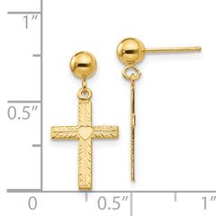Sophia Jewelers 14K Gold Polished & Satin Cross Dangle Earrings