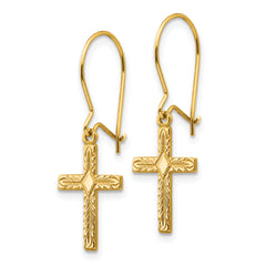 14K Gold Cross Drop Earrings with Polished Finish Elegant Women's Jewelry