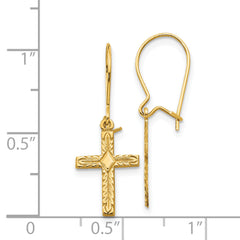 14K Gold Cross Drop Earrings with Polished Finish Elegant Women's Jewelry
