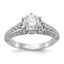 14K White Gold 1 carat (6.50 mm) 6-Prong Vintage Round Solitaire Engagement Ring Mounting