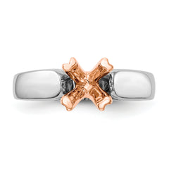 14K Two-tone Round Solitaire Engagement Ring Mounting - 7