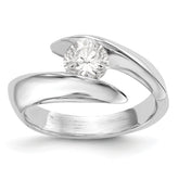 14K White Gold (Holds 1/2 carat (5.2mm) Round) Half-Bezel Bypass Solitaire Engagement Ring Mounting
