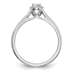 14K White Gold Halo (Holds 1/3 carat (4.1mm) Round Center) 1/15 carat Diamond Semi-Mount Engagement Ring - 7
