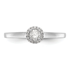14K White Gold Halo (Holds 1/3 carat (4.1mm) Round Center) 1/15 carat Diamond Semi-Mount Engagement Ring - 7