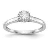 14K White Gold Halo (Holds 1/5 carat (3.5mm) Round Center) 1/20 carat Diamond Semi-Mount Engagement Ring - 7