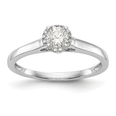 14K White Gold Halo (Holds 1/3 carat (4.1mm) Round Center) 1/15 carat Diamond Semi-Mount Engagement Ring - 7