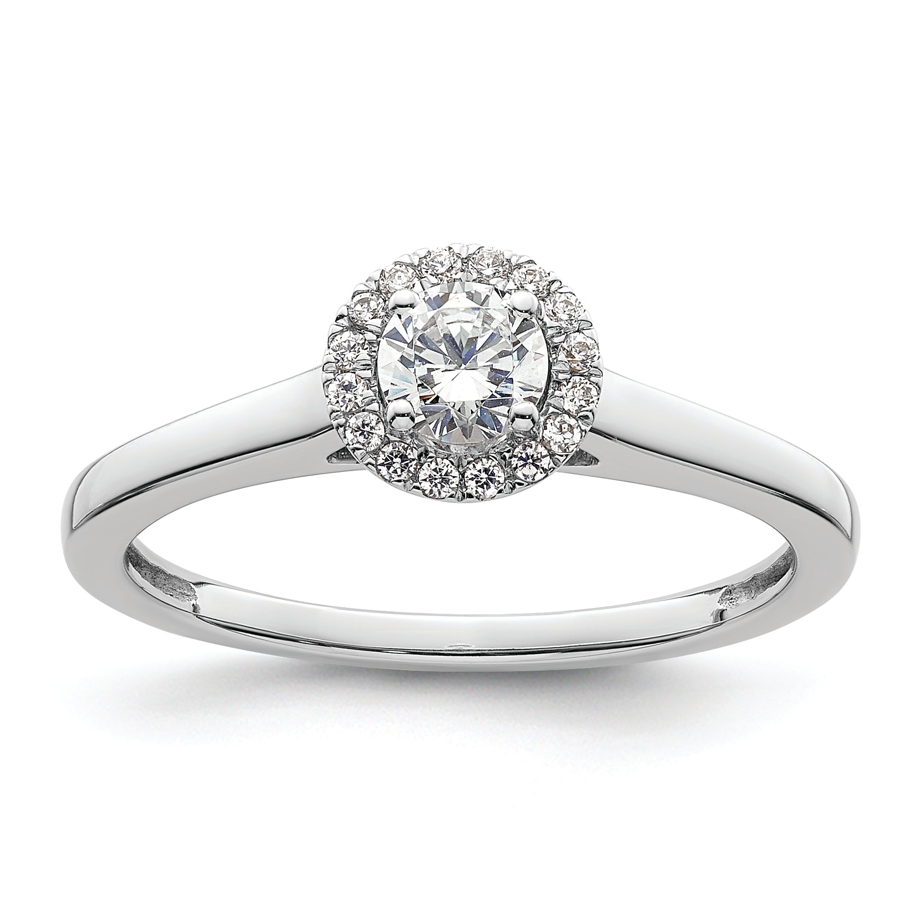 14K White Gold Halo (Holds 1/3 carat (4.1mm) Round Center) 1/15 carat Diamond Semi-Mount Engagement Ring