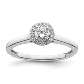 14K White Gold Halo (Holds 1/3 carat (4.1mm) Round Center) 1/15 carat Diamond Semi-Mount Engagement Ring