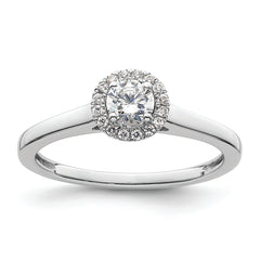 14K White Gold Halo (Holds 1/3 carat (4.1mm) Round Center) 1/15 carat Diamond Semi-Mount Engagement Ring