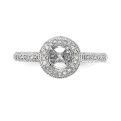 14K White Gold Halo (Holds 1/4 carat (4.00mm) Round Center) 1/10 carat Diamond Semi-Mount Engagement Ring - 7