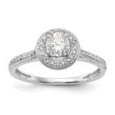 14K White Gold Halo (Holds 1/4 carat (4.00mm) Round Center) 1/10 carat Diamond Semi-Mount Engagement Ring - 7