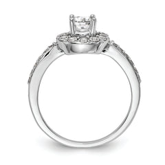 14K White Gold Halo (Holds 1/2 carat (5.00mm) Round Center) 1/2 carat Diamond Semi-Mount Engagement Ring