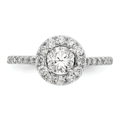 14K White Gold Halo (Holds 1/2 carat (5.00mm) Round Center) 1/2 carat Diamond Semi-Mount Engagement Ring