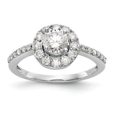 14K White Gold Halo (Holds 1/2 carat (5.00mm) Round Center) 1/2 carat Diamond Semi-Mount Engagement Ring