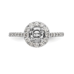 14K White Gold Halo (Holds 1/2 carat (5.00mm) Round Center) 1/2 carat Diamond Semi-Mount Engagement Ring - 7