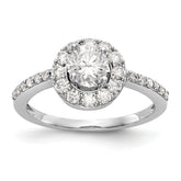 14K White Gold Halo (Holds 1/2 carat (5.00mm) Round Center) 1/2 carat Diamond Semi-Mount Engagement Ring - 7