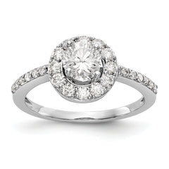 14K White Gold Halo (Holds 1/2 carat (5.00mm) Round Center) 1/2 carat Diamond Semi-Mount Engagement Ring - 7