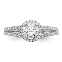 14K White Gold Halo Plus (Holds 3/4 carat (6.00mm) Round Center) 1/3 carat Diamond Semi-Mount Engagement Ring