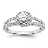 14K White Gold Halo Plus (Holds 3/4 carat (6.00mm) Round Center) 1/3 carat Diamond Semi-Mount Engagement Ring
