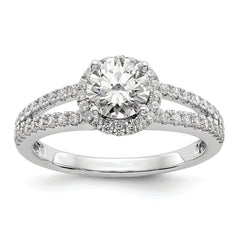 14K White Gold Halo Plus (Holds 3/4 carat (6.00mm) Round Center) 1/3 carat Diamond Semi-Mount Engagement Ring