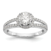 14K White Gold Round Diamond Semi-Mount Halo Engagement Ring - 7