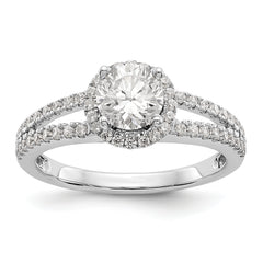 14K White Gold Round Diamond Semi-Mount Halo Engagement Ring - 7