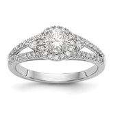14K White Gold Round Diamond Semi-Mount Halo Engagement Ring - 7