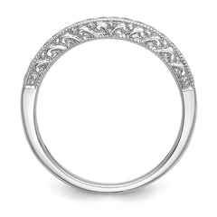 14K White Gold 1/5 carat Diamond Contoured Complete Wedding Band
