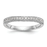 14K White Gold 1/5 carat Diamond Contoured Complete Wedding Band