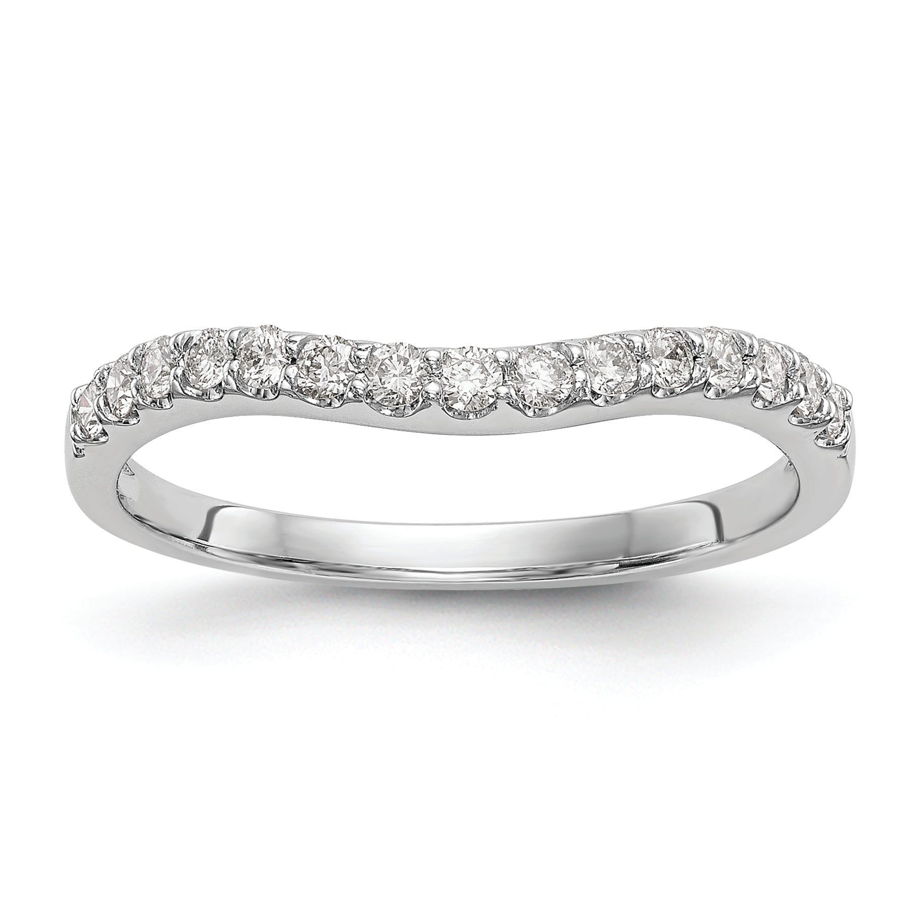 14K White Gold 1/4 carat Diamond Contoured Complete Wedding Band