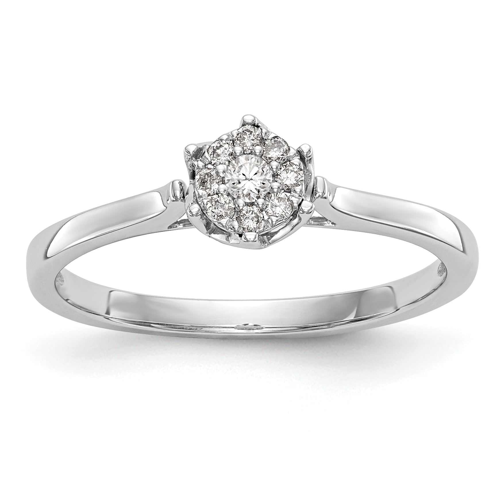 14k White Gold Complete Diamond Cluster Engagement Ring