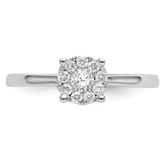 14K White Gold Halo Cluster 1/4 carat Diamond Complete Engagement Ring