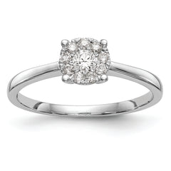 14K White Gold Halo Cluster 1/4 carat Diamond Complete Engagement Ring