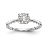 14K White Gold Halo Cluster 1/4 carat Diamond Complete Engagement Ring - 7