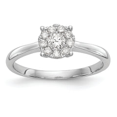 14K White Gold Halo Cluster 1/3 carat Diamond Complete Engagement Ring