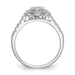 14K White Gold Complete Diamond Cluster Engagement Ring