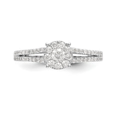 14K White Gold Halo Cluster 1/2 carat Diamond Complete Engagement Ring