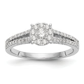 14K White Gold Halo Cluster 1/2 carat Diamond Complete Engagement Ring
