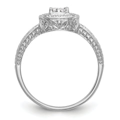 14K White Gold Square Halo Cluster 1/5 carat Princess/Round Diamond Complete Engagement Ring