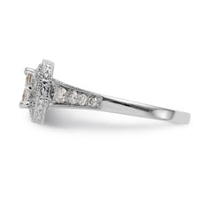 14K White Gold Square Halo Cluster 3/4 carat Princess/Round Diamond Complete Engagement Ring