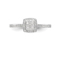 14K White Gold Square Halo Cluster 1/5 carat Diamond Complete Engagement Ring