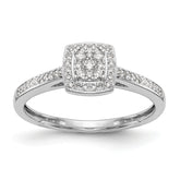 14K White Gold Square Halo Cluster 1/5 carat Diamond Complete Engagement Ring
