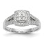 14K White Gold Square Halo Cluster 1/2 carat Diamond Complete Engagement Ring