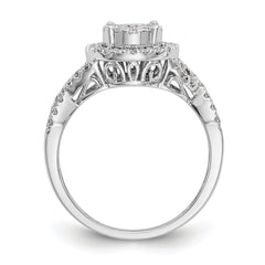 14K White Gold Halo Cluster 3/4 carat Diamond Complete Engagement Ring