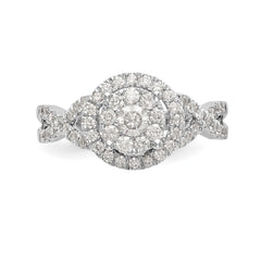 14K White Gold Halo Cluster 3/4 carat Diamond Complete Engagement Ring