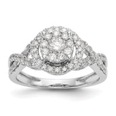 14K White Gold Halo Cluster 3/4 carat Diamond Complete Engagement Ring