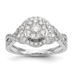 14K White Gold Halo Cluster 3/4 carat Diamond Complete Engagement Ring