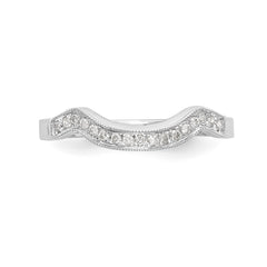 14K White Gold 1/10 carat Diamond Contoured Complete Wedding Band
